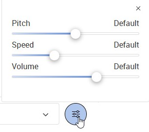 Adjust voice pitch and speed and volume settings