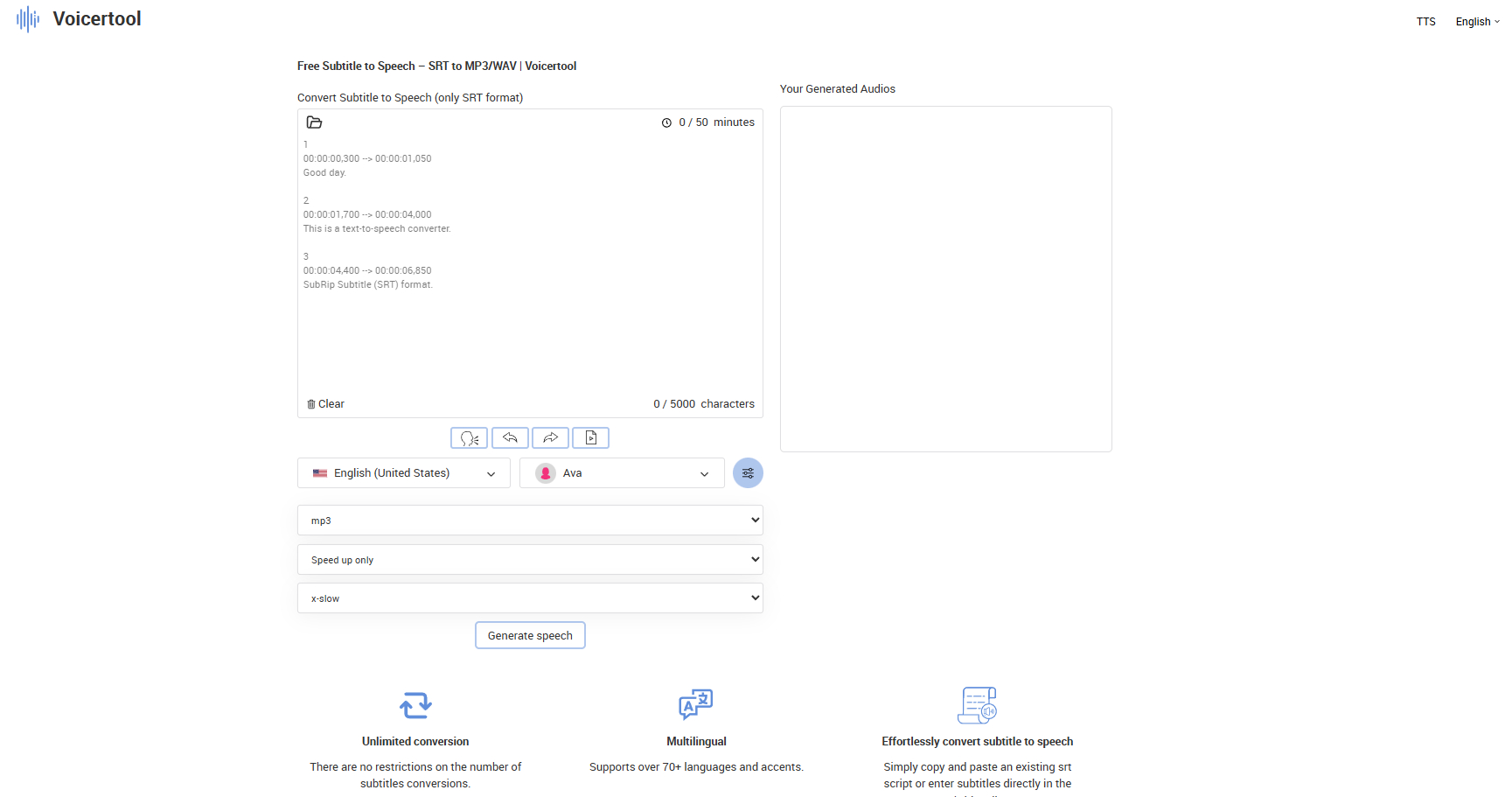 Free Subtitle to Speech Guide: SRT → MP3/WAV